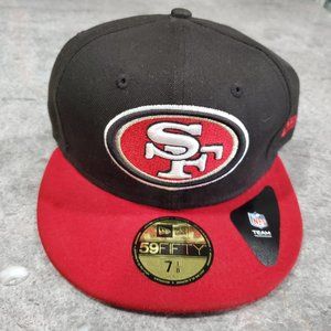 MLF, New Era 59 Fifty 71/8 San Francisco 49ers hat, black/red, used good cond.